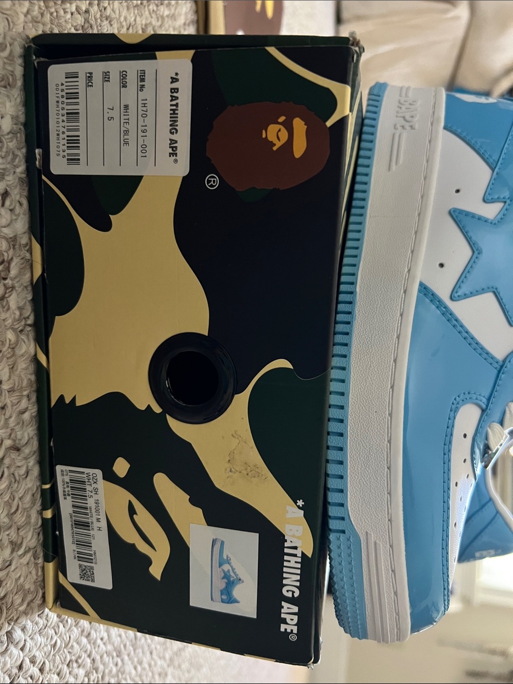 BAPE' Blue & White Skate-Style Sneakers